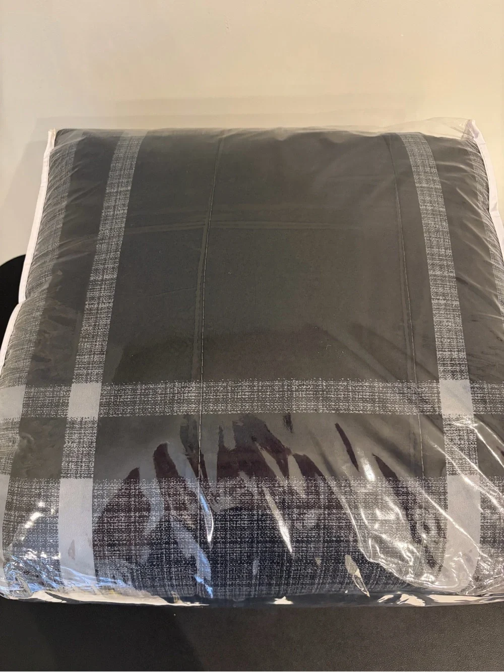 Plaid Gray and Black Comforter Set - Neutral Bedding